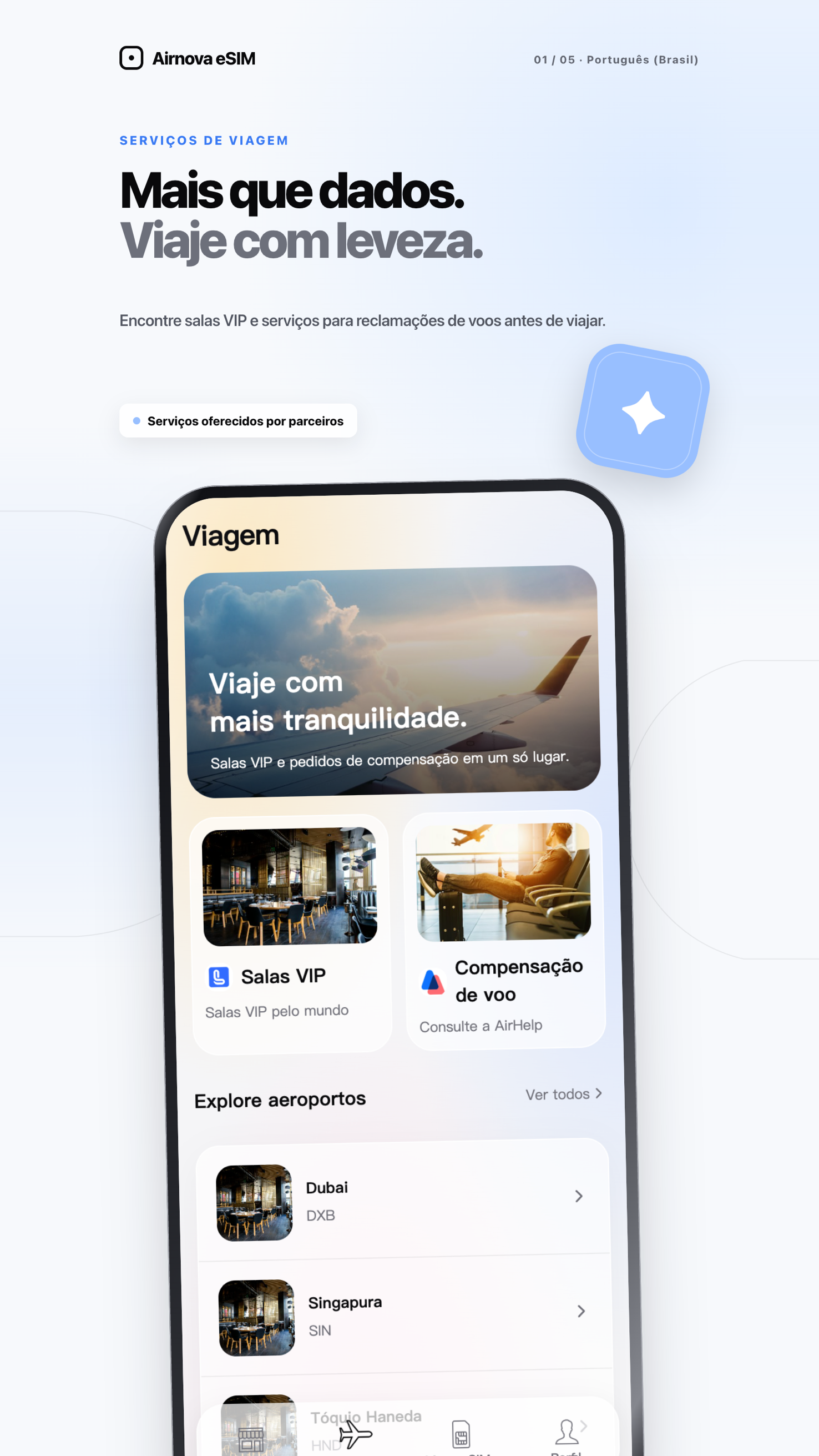 App Airnova — serviços de viagem